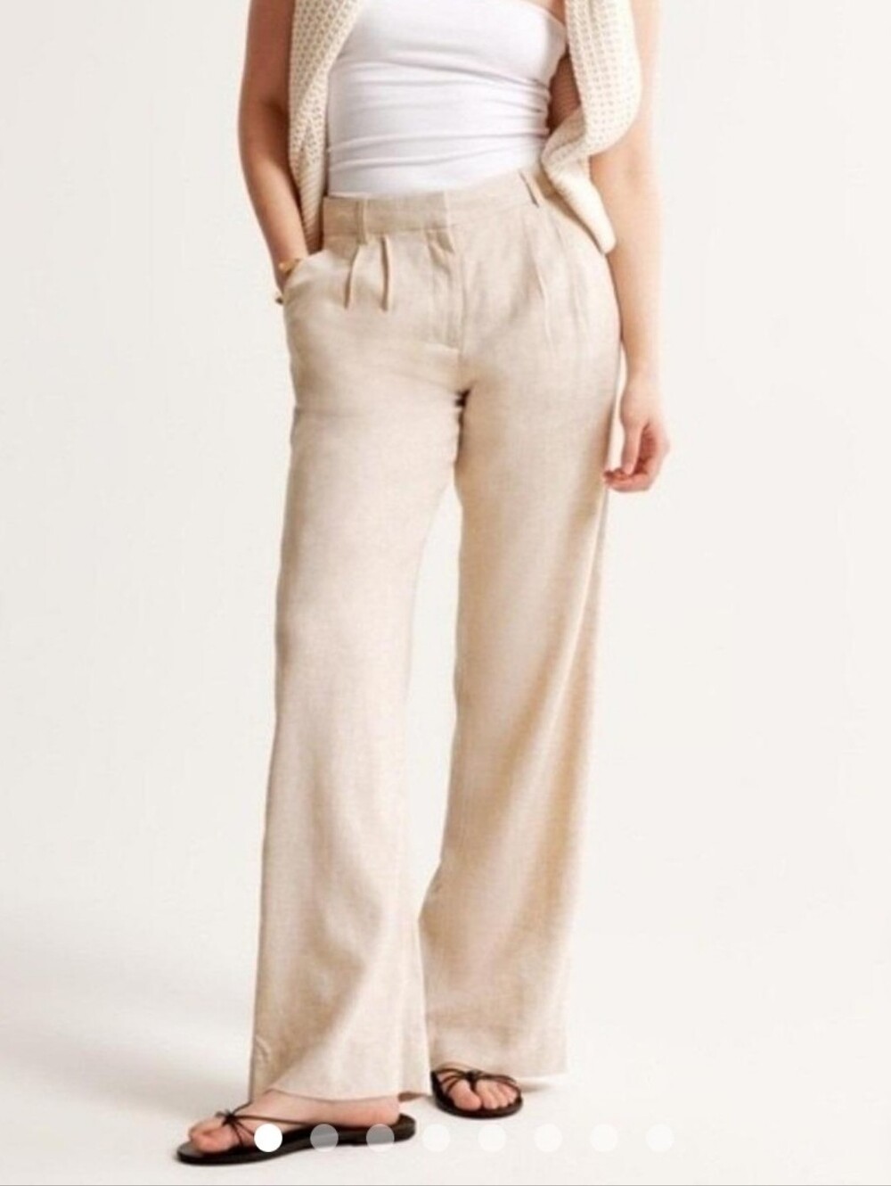 Abercrombie & Fitch Linen Wide Leg Pleated Trousers - Women's SZ 30 Regular